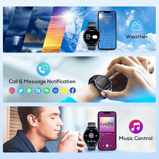 Smartwatch relógio inteligente homem - impermeável IP68 pulseira atividade inteligente com monitor de sono medidor de atividade 1,32  relógio desportivo homem para Andr...