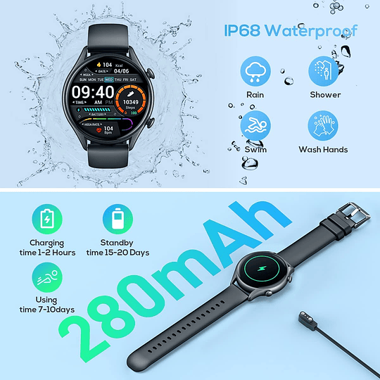 Smartwatch relógio inteligente homem - impermeável IP68 p...