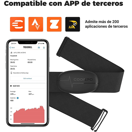 Banda de monitorização de frequência cardíaca por Bluetooth 4.0 e ANT+, sensor de frequência cardíaca compatível com Garmin, Wahoo, Zwift, Endomodo e outros