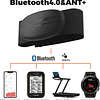 Banda de monitorização de frequência cardíaca por Bluetooth 4.0 e ANT+, sensor de frequência cardíaca compatível com Garmin, Wahoo, Zwift, Endomodo e outros