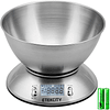 Balança digital para cozinha com tigela removível, 5 kg/11 lbs, balança de cozinha em aço inoxidável, temporizador e sensor de temperatura, ecrã LCD, EK4150