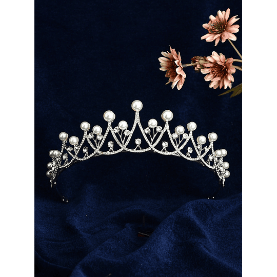 Decoração com cristais e pérolas artificiais Tiara de noiva 3peças Conjunto de joias