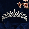 Decoração com cristais e pérolas artificiais Tiara de noiva 3peças Conjunto de joias