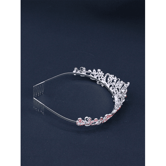 Faixa de cabeça de noiva com design de coroa de cristais