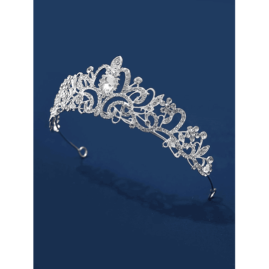 Faixa de cabeça de noiva com design de coroa de cristais