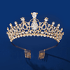 Faixa de cabeça de noiva com design de coroa de cristais