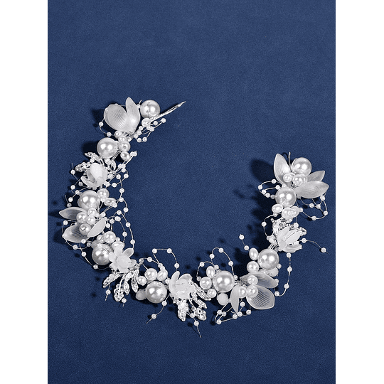 4peças Decoração de flores e cristais Chapéu de noiva Conjunto de joias