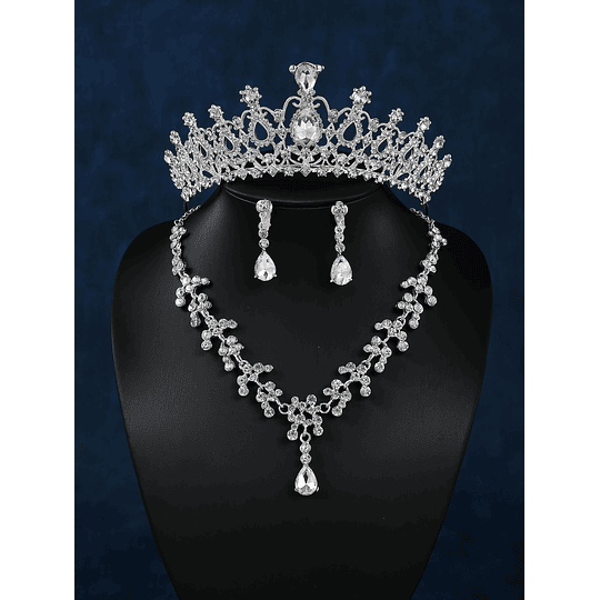 4peças Decoração de cristais tiara de noiva Conjunto de joias