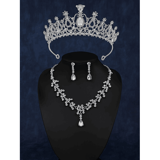 4peças Decoração de cristais tiara de noiva Conjunto de joias