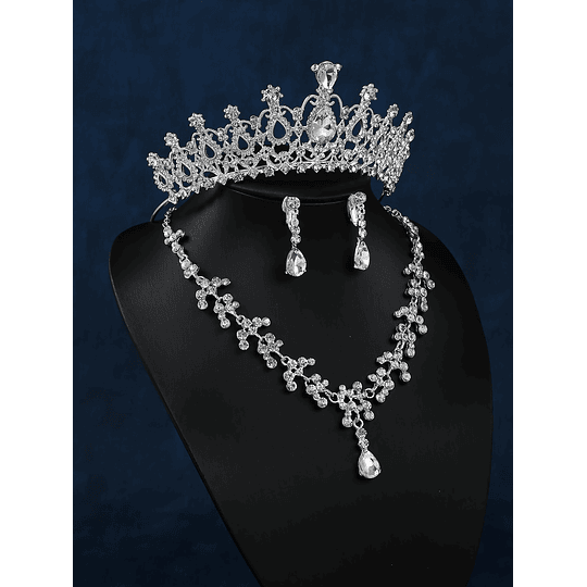 4peças Decoração de cristais tiara de noiva Conjunto de joias