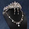 Conjunto tiara de noiva Decoração de cristais, Brincos e Colar