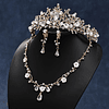 Conjunto tiara de noiva Decoração de cristais, Brincos e Colar