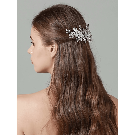 Pente de cabelo Cristais Decoração de flores casamento