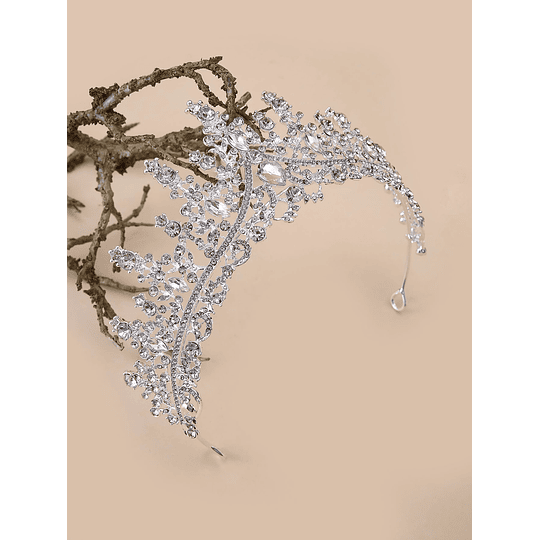 Tiara de cabeça de noiva com decoração de cristais