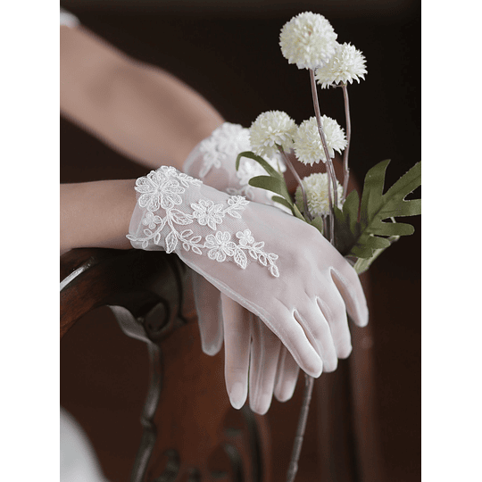 Luvas Bordado floral Nupcial