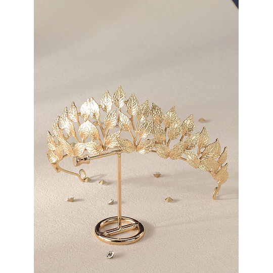 Tiara de noiva com decoração de folha