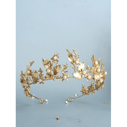 Tiara de noiva pérolas artificiais decoração de flores