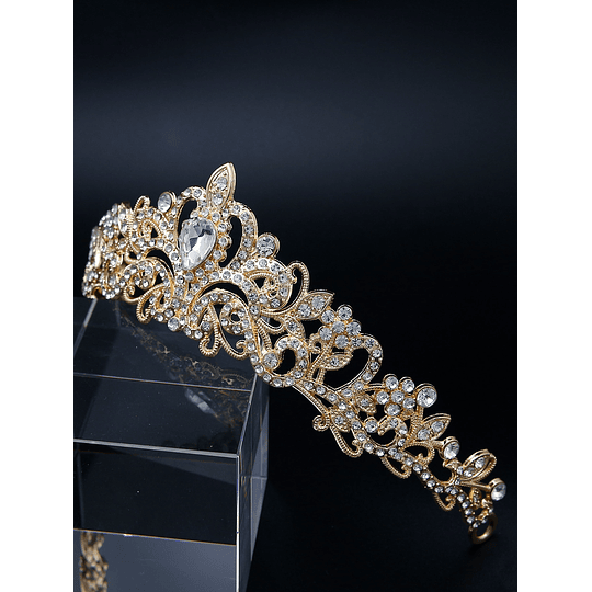 Tiara de cabeça de noiva com decoração de cristais