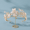 Tiara Pérolas artificiais Decoração de flores Design Coroa Nupcial