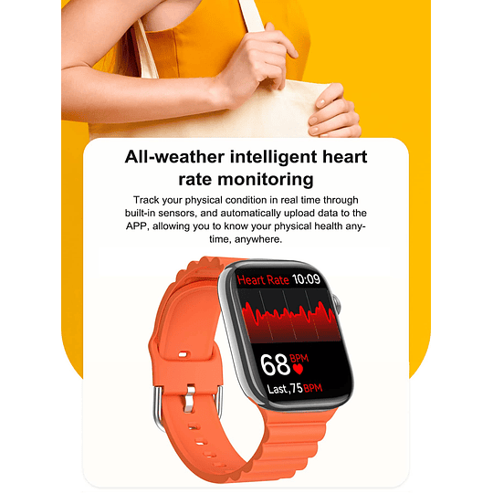 Relógio inteligente Monitoramento de frequência cardíaca Quadrado Compatível com Bluetooth