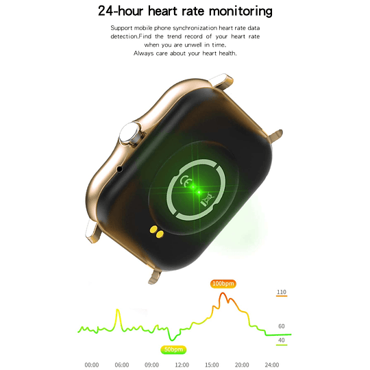 Relógio inteligente quadrado monitoramento de frequência cardíaca