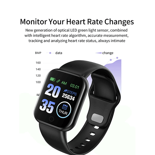 1pc Relógio inteligente Monitoramento de frequência cardíaca