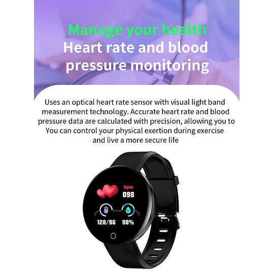 1peça Relógio inteligente Monitoramento de frequência cardíaca