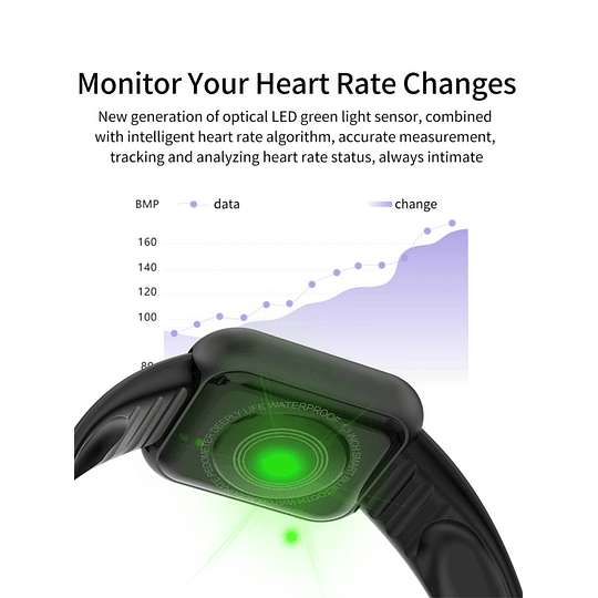 1pc Relógio inteligente Monitoramento de frequência cardíaca