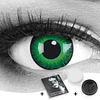 Lentes de cor verde com borda preta 1 par. caixa de lentes grátis sem graduação