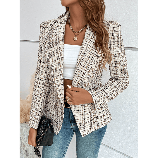 Frenchy Blazers xadrez Trespassado Tweed