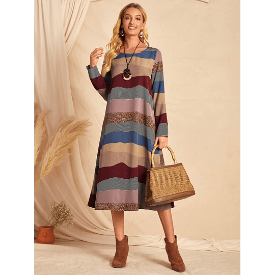 Colorblock Boho Vestido