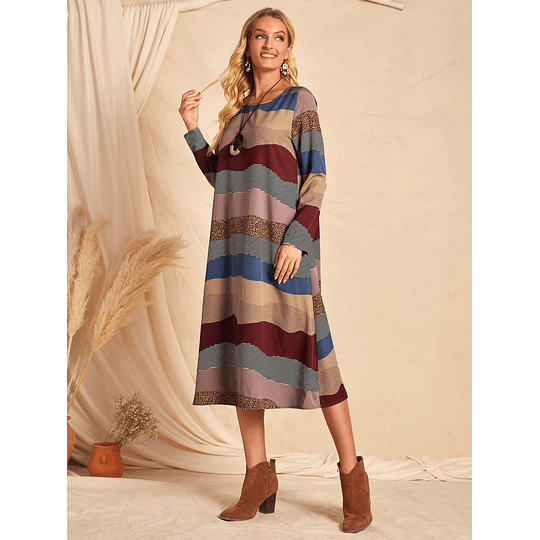 Colorblock Boho Vestido