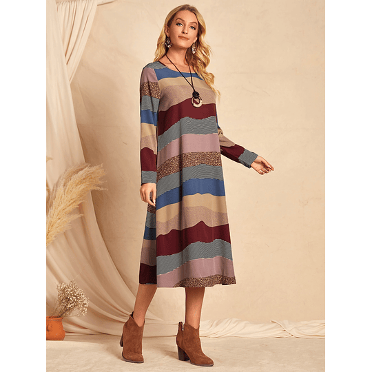 Colorblock Boho Vestido