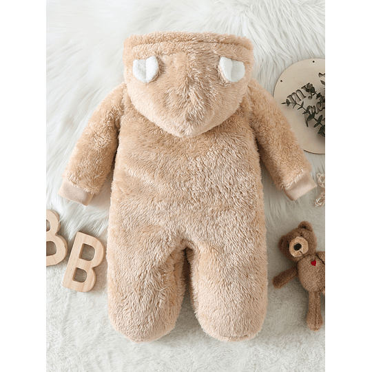 Bebé Macacão de dormir com pés Bordado de urso Desenho 3D orelhas Com capuz