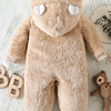 Bebé Macacão de dormir com pés Bordado de urso Desenho 3D orelhas Com capuz