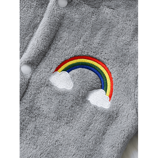 Bebé Macacões Bordado arco-íris Com capuz Flanela