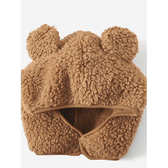 Bebé Zíper frontal Urso de pelúcia Macacões Chapéu