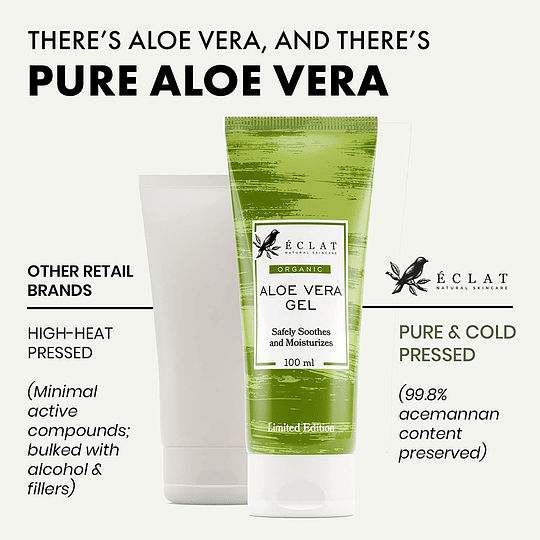 Gel de Aloe Vera (99,75%) orgânico - produzido à mão e pressionado a frio - POLPA real (sem pó) - 100% natural, vegano e não disluído - aprovado por...
