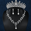 4peças Decoração de cristais Tiara de noiva Conjunto de joias