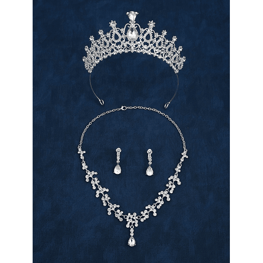 4peças Decoração de cristais Tiara de noiva Conjunto de joias
