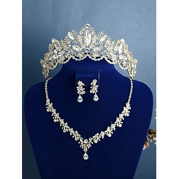 decoração de strass Tiara de noiva 3peças Conjunto de joias