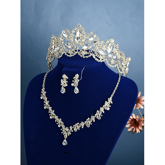 decoração de strass Tiara de noiva 3peças Conjunto de joias