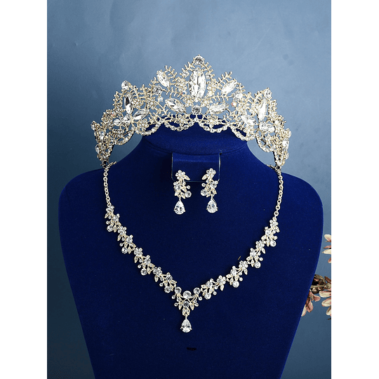 decoração de strass Tiara de noiva 3peças Conjunto de joias