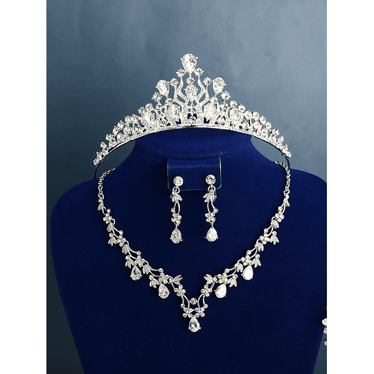 Decoração de cristais Tiara de noiva 3peças Conjunto de joias