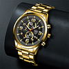 Relógios Desportivo de Luxo para Homem de Aço Inoxidável Relógio de Pulso de Quartzo Luminoso Homem de Negócio Relógio Ocasional