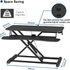 Conversor de mesa sentado/em pé, estação de trabalho de 2 níveis ajustável em altura, com plataforma de 80 x 40 cm, elevador ergonómico, ecrã de PC, portátil até 15 kg (pret...