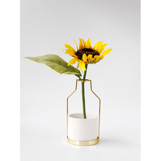 1peça Vaso minimalista branco com ouro suporte para escritório