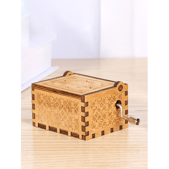 1peça Presente de caixa de música de madeira com letra em relevo
