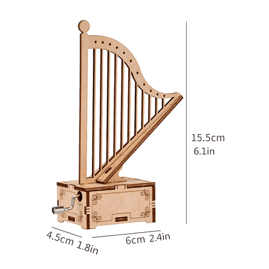 1peça Presente de caixa de música artística de madeira com design de harpa