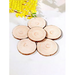 6 peças Círculos de fatias de madeira inacabadas redondas de pinho natural grosso com discos de tronco de casca de árvore diy artesanato rústico pintura de festa de casamento